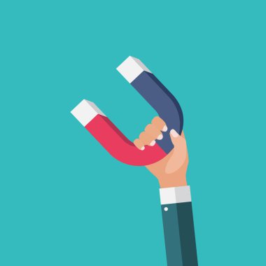 Mıknatıs simgesini işareti simgesi Modern düz tarzı. Vektör çizim