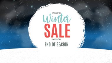 Kış indirimi arka plan, indirim kupon şablon sonu. Vektör çizim