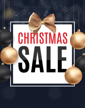 Noel ve yeni yıl satış arka plan, indirim kupon şablonu. Vektör çizim