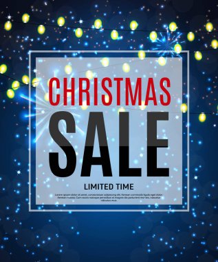 Noel ve yeni yıl satış arka plan, indirim kupon şablonu. Vektör çizim