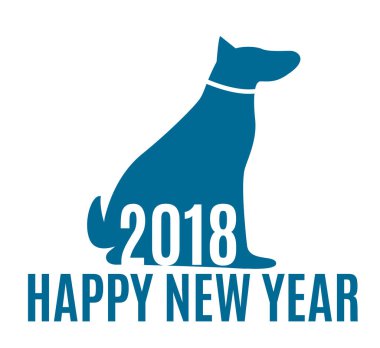 2018 yıl köpek. Happpy yeni yıl arka plan. Vektör çizim