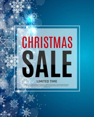 Noel ve yeni yıl satış arka plan, indirim kupon şablonu. Vektör çizim