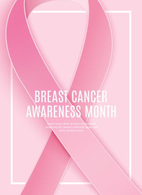 Göğüs kanseri farkındalığı ayı pembe kurdele vektör illüstrasyonu