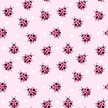 Sevimli uğur böceği Dikişsiz desen arka plan vektör çizim