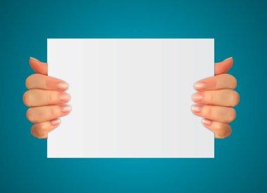 El beyaz kağıt ile gerçekçi 3d silüeti. Vektör çizim