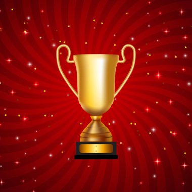 Gold Kupası kazanan Tebrikler arka plan. Vektör çizim