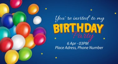 Renkli Parıltılı Mutlu Yıllar Balonlar Sancak Arkaplan Vektör İllüstrasyonu