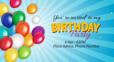 Renkli Parıltılı Mutlu Yıllar Balonlar Sancak Arkaplan Vektör İllüstrasyonu