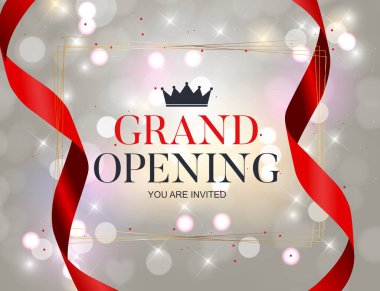 Şerit arka plan ile büyük açılış kartı. Vektör Illustration