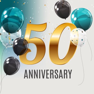 50 yıldönümü amblemi şablon tasarım altın numaraları afiş arka plan ile kutlamak. Vektör çizim Eps10