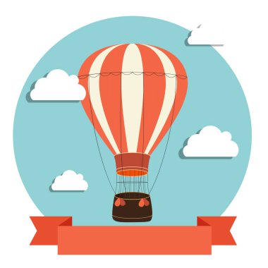 Hava Balonu ve Bulutlu Soyut Arkaplan. Vektör Illustration EPS10