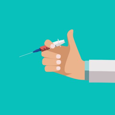 Aşı konsepti düz fon. Vektör İllüstrasyonu