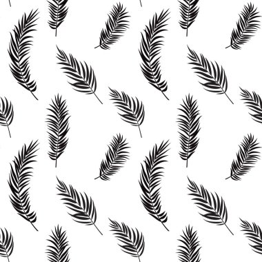 Güzelim Palmiye Ağacı Yaprak Silueti Kusursuz Desensiz Arkaplan Vektör Çizimi