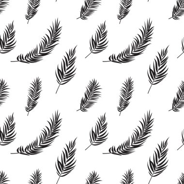 Güzelim Palmiye Ağacı Yaprak Silueti Kusursuz Desensiz Arkaplan Vektör Çizimi