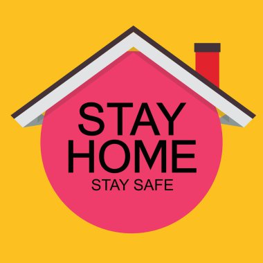 Evde kal. Sosyal medya kampanyası ve koronavirüsü önleme konusunda dikkatli olun. Vektör Illustration EPS10