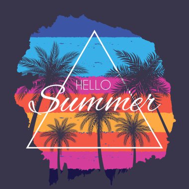 Güzelim Palmiye Ağacı Yaprak Silueti Merhaba Yaz Arkaplan Vektörü İllüstrasyonu EPS10