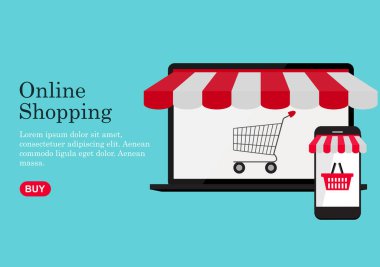 Çevrimiçi alışveriş konsepti. Vektör Illustration EPS10