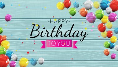 Renkli Parıltılı Mutlu Yıllar Balonlar Sancak Arkaplan Vektör İllüstrasyonu EPS10