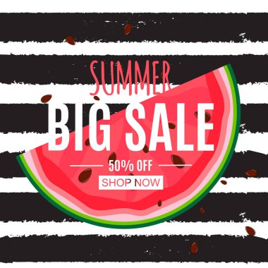 Karpuzlu Soyut Yaz Satışı Arkaplanı. Vektör Illustration EPS10