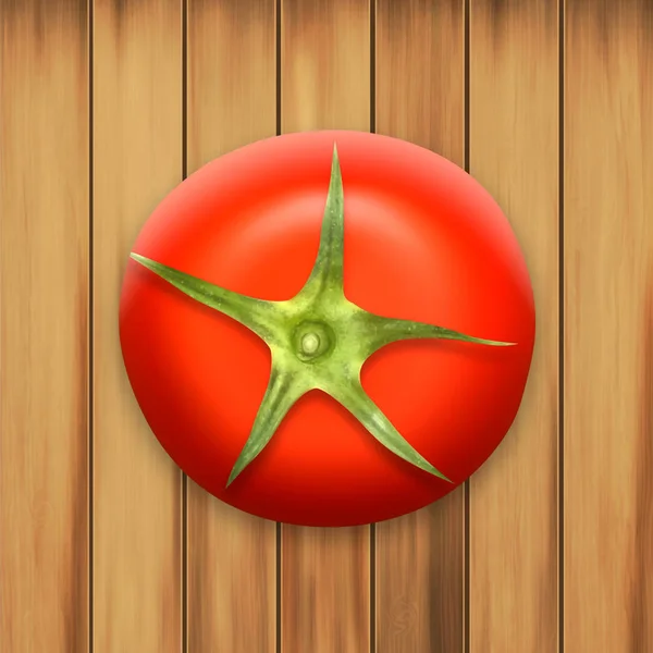 Tomate sobre madera — Vector de stock