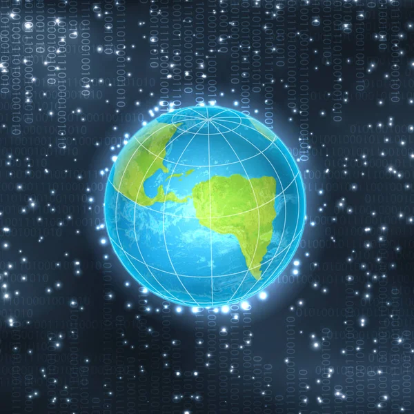 Binärer Hintergrund mit Planet — Stockvektor