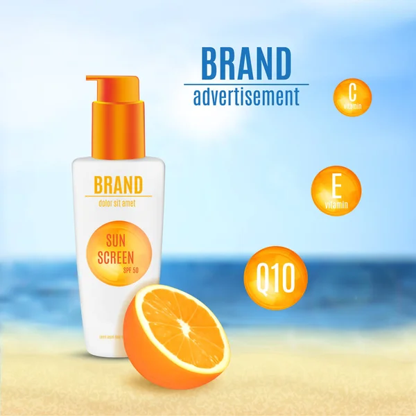 Sonnenschutz kosmetisches Produktdesign — Stockvektor