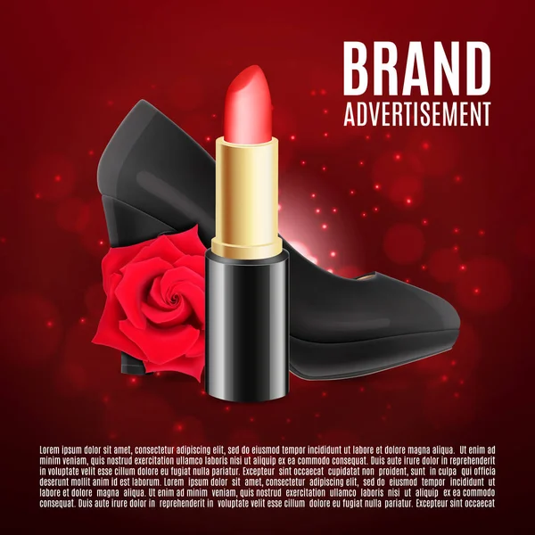 Red lipstick ads template — Stock Vector