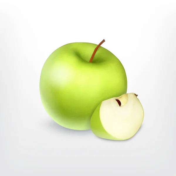 Зелене яблуко зі скибочками — стоковий вектор