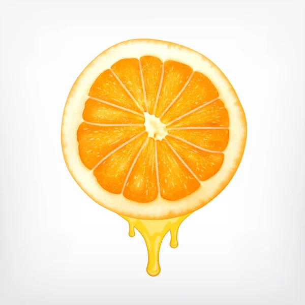 Orange slice with dripping juice — Stock Vector