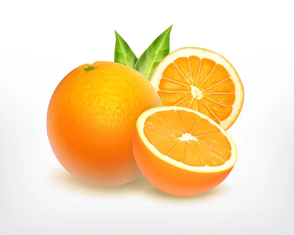 Frutta all'arancia con fetta — Vettoriale Stock