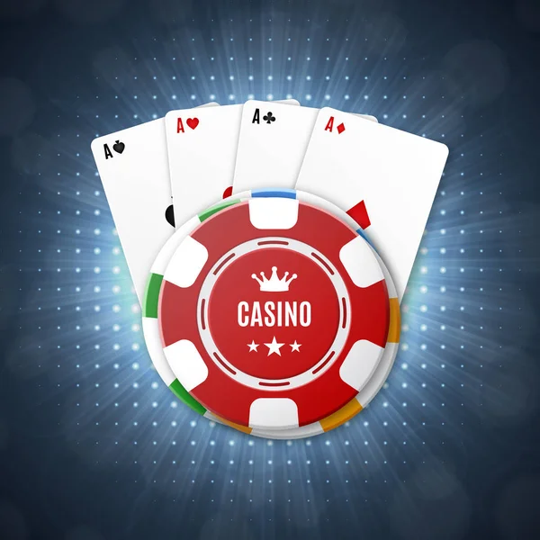 Fichas de casino con naipes — Vector de stock