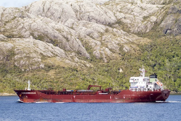 Cargo Ship in Sarmiento Canal — Stock Photo, Image