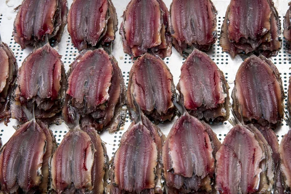Sardellen eingelegt - salzige Sardinen — Stockfoto