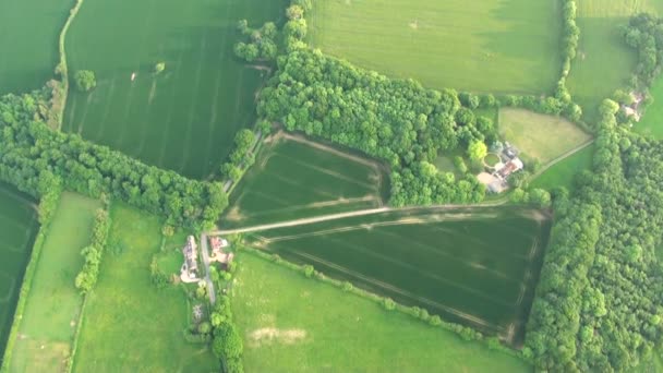 Flygfoto Buckinghamshire Landskap Aerial View Buckinghamshire Landskap Storbritannien Varm Luftballong — Stockvideo