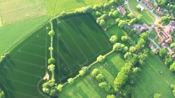 Flygfoto Buckinghamshire Landskap Aerial View Buckinghamshire Landskap Storbritannien Varm Luftballong — Stockvideo
