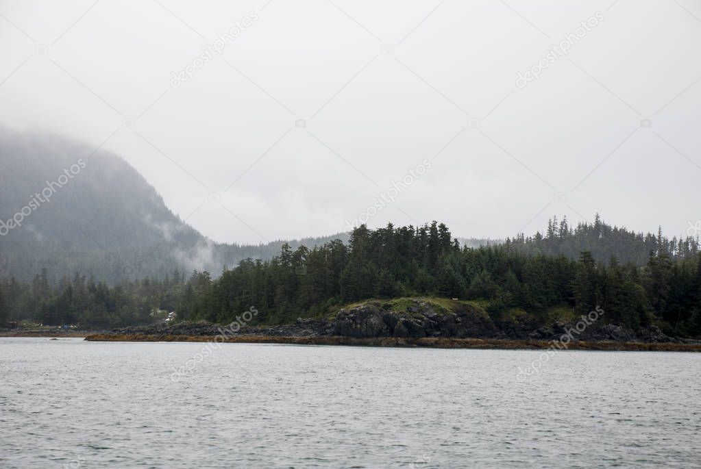 Alaska USA - Cruising in Auke Bay in a cloudy day