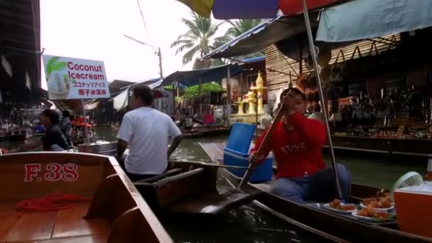 Damnoen Saduak Floating Market Mercado Flutuante Distrito Damnoen Saduak Província — Vídeo de Stock