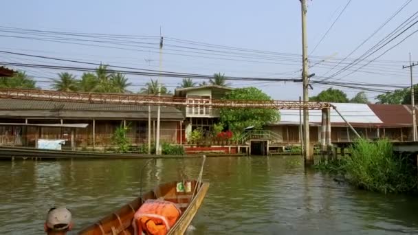 Damnoen Saduak Floating Market Είναι Μια Πλωτή Αγορά Στην Περιοχή — Αρχείο Βίντεο