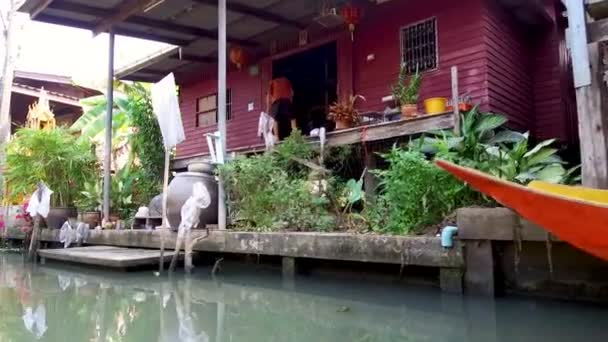 Damnoen Saduak Floating Market Tayland Başkenti Bangkok Yaklaşık 100 Kilometre — Stok video