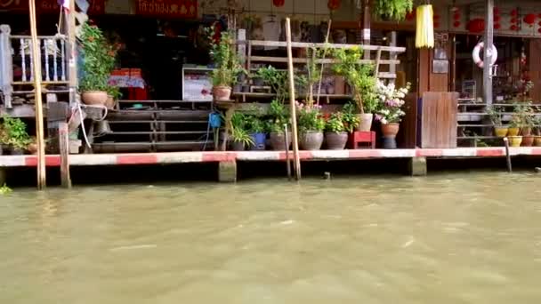 Damnoen Saduak Floating Market Tayland Başkenti Bangkok Yaklaşık 100 Kilometre — Stok video