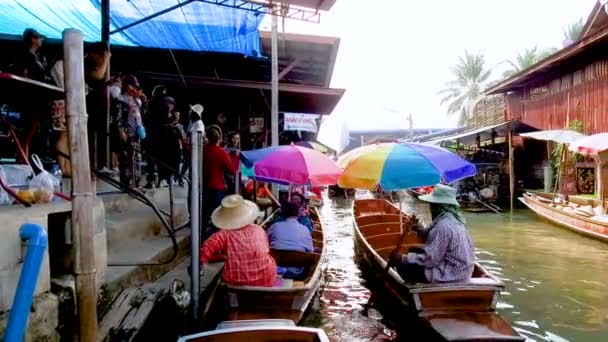 Damnoen Saduak Floating Market Een Drijvende Markt Het District Damnoen — Stockvideo