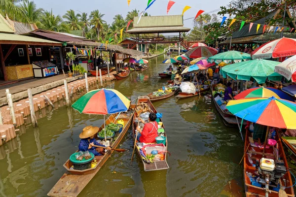 Tha Kha Floating Market - Bangkok - Thailandia — Foto Stock