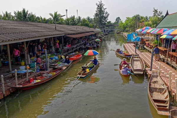 Tha Kha Floating Market - Bangkok - Thailandia — Foto Stock