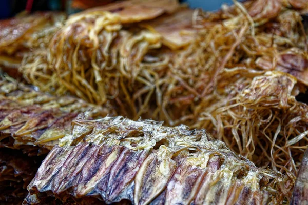 Getrocknete Meeresfrüchte Auf Einem Thailändischen Straßenmarkt Bangkok Thailand — Stockfoto