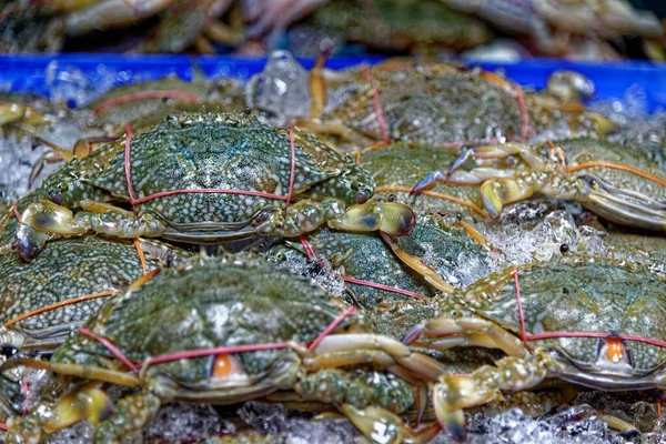 Fresh Crabs On Ice For Sale In A Thailand Street Market