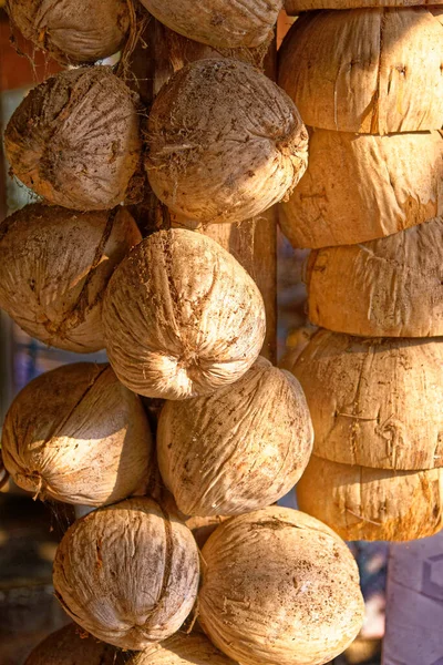 Kokosfrukter Som Hänger Gatumarknad Bangkok Thailand — Stockfoto