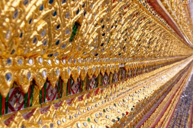 Wat Pho 'daki dekoratif seramik çalışmalar (Buda Tapınağı Kompleksi) - Tayland - Bangkok