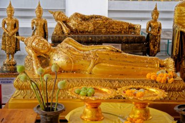 Bangkok, Tayland. Wat Pho 'daki Buda Heykeli Tapınak Kompleksi