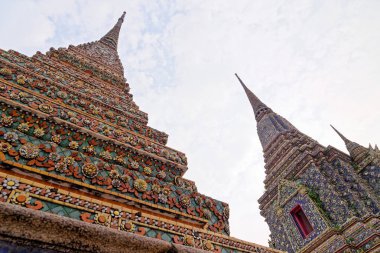 Yaslanan Buda 'nın Wat Pho Tapınağı, tapınak alanı, Chedis, Bangkok, Tayland, Güneydoğu Asya