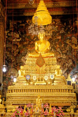 Bangkok, Tayland. Wat Pho 'daki Buda Heykeli Tapınak Kompleksi